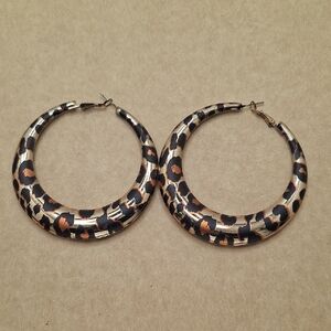 Large Leopard Print Hoop Earrings